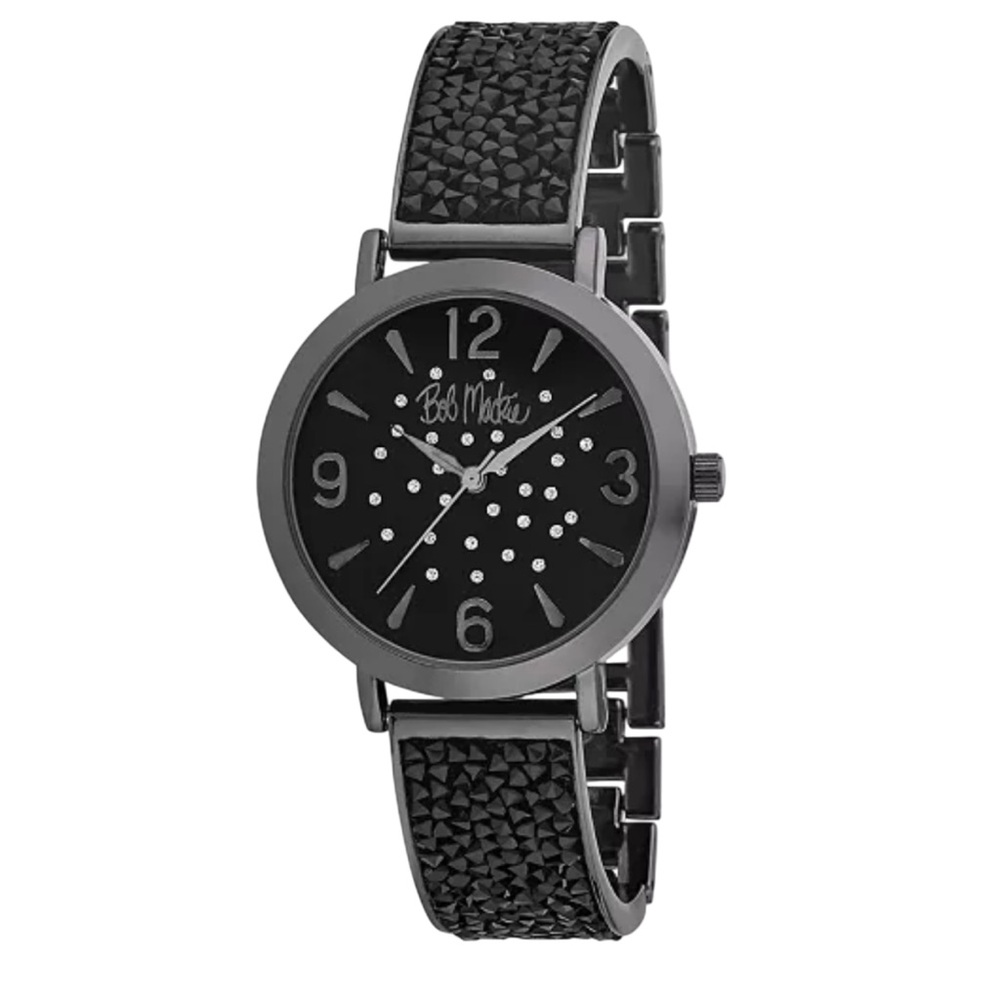Bob Mackie women's black glitz dial watch with a black alloy bracelet new box - Picture 3 of 9